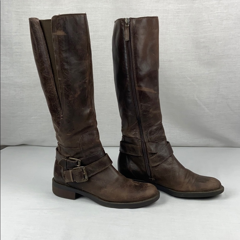 Enzo Angiolini Zip Up 16” Brown Leather Boots